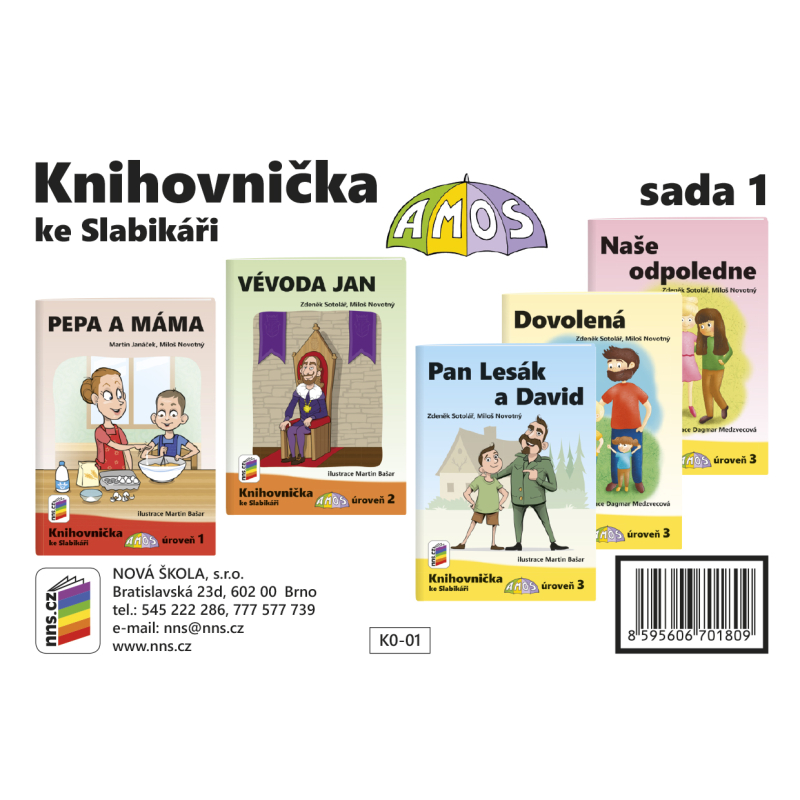 Knihovnička ke Slabikáři AMOS - sada 1 (Pepa a máma, Vévoda Jan, Pan Lesák a David, Dovolená, Naše odpoledne)