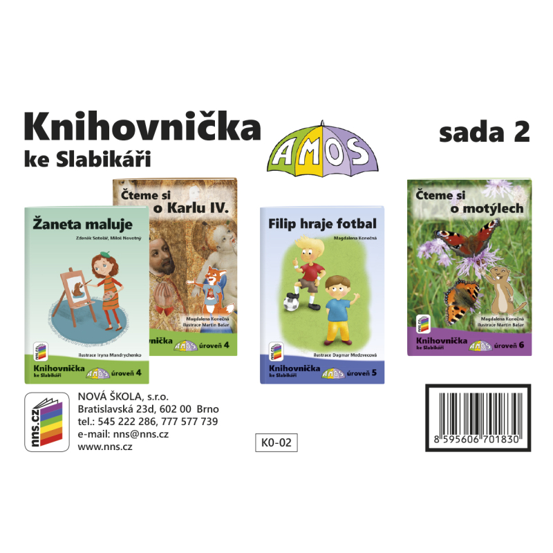 Knihovnička ke Slabikáři AMOS - sada 2 (Žaneta maluje, Čteme si o Karlu IV., Filip hraje fotbal, Čteme si o motýlech)